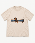 Apricot washed T-shirt with Dachshund Meet Me Midway Banner front artwork