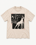 Apricot washed T-shirt with Doberman Precision Has Teeth front artwork