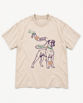 Apricot washed T-shirt with Boxer We Walk When I Say Leash front artwork