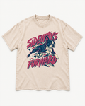 Apricot washed T-shirt with Boston Terrier Sideways Is Forward front artwork