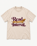 Apricot washed T-shirt with Dachshund Read The Interval Typographic front artwork