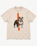 Apricot washed T-shirt with English Bulldog Orange Offset Line front artwork