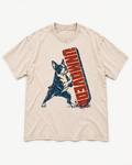 Apricot washed T-shirt with Boston Terrier Get Moving front artwork