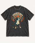 Black washed T-shirt with Boston Terrier Frequency of One front artwork