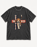 Black washed T-shirt with Beagle One Word Missing front artwork