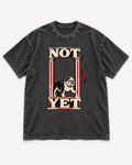 Black washed T-shirt with English Bulldog Not Yet Doorway front artwork