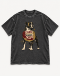 Black washed T-shirt with Boxer Care With Your Whole Chest front artwork