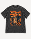 Black washed T-shirt with English Bulldog Monday Found Me Scream front artwork