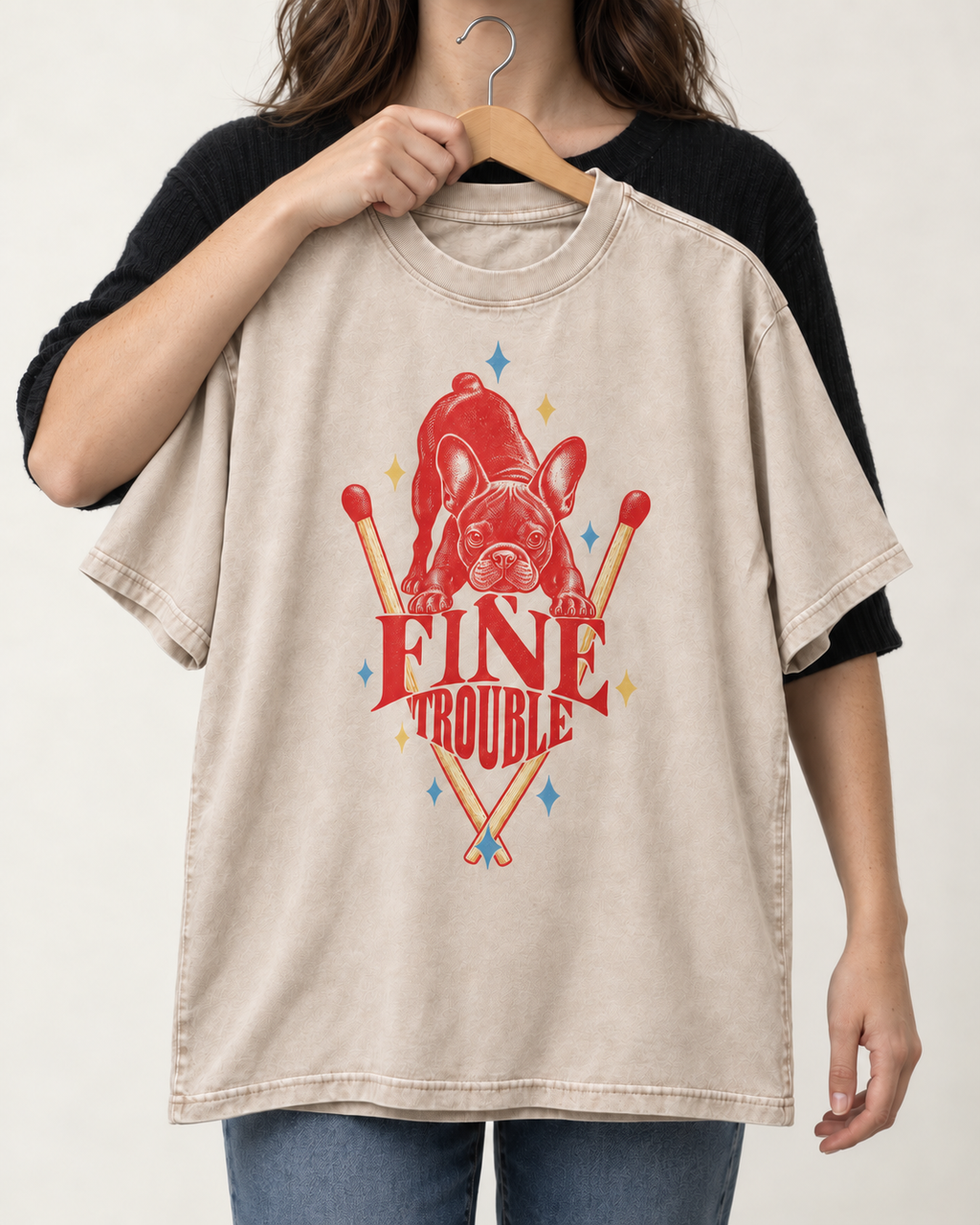Boston Terrier's Fine Trouble Washed Tee