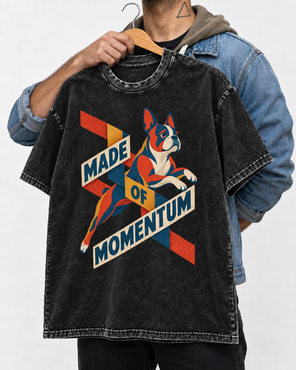 Boston Terrier Made of Momentum Washed Tee