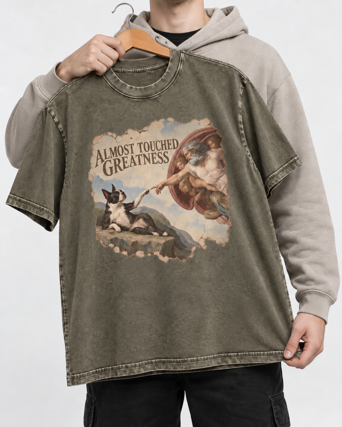Boston Terrier Almost Touched Greatness Washed Tee
