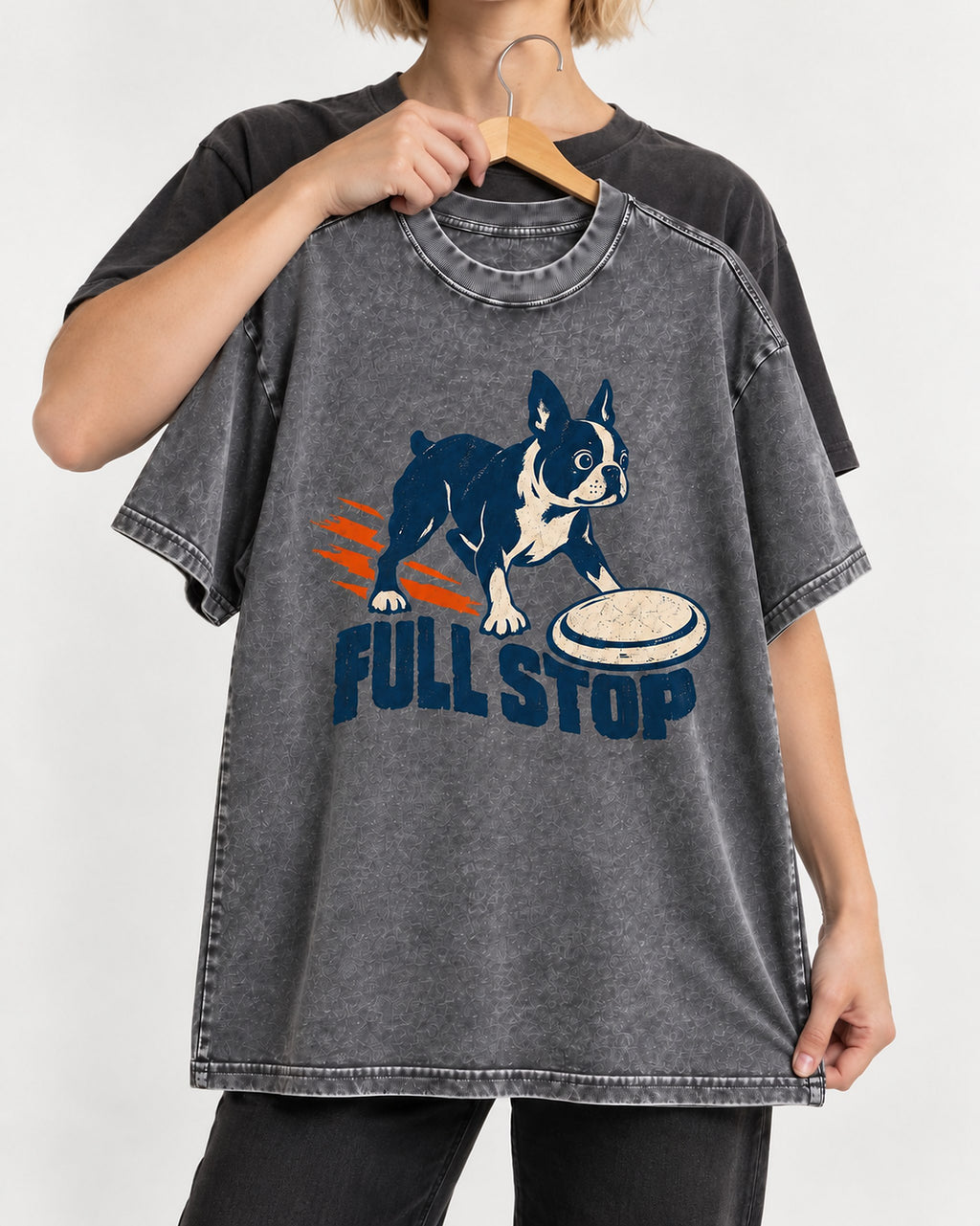 Boston Terrier Full Stop Washed Tee