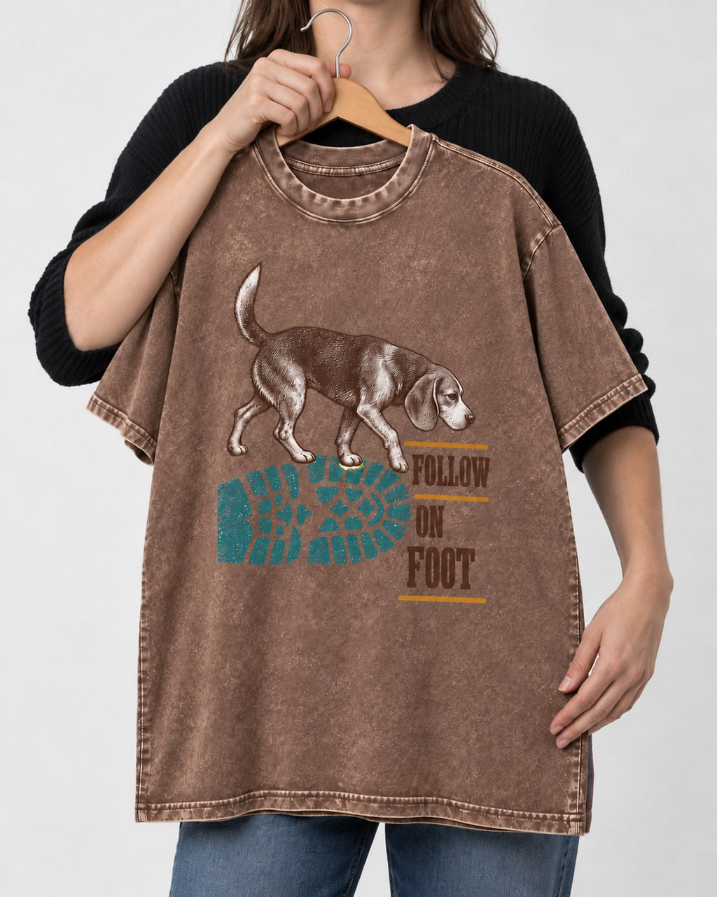 Follow the Beagle on Foot Washed Tee