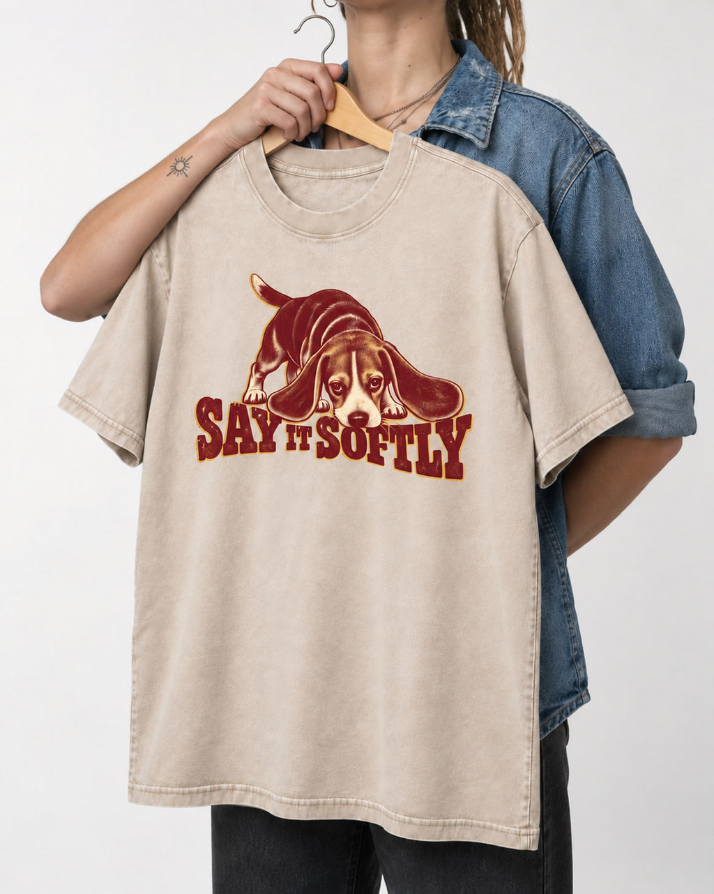 Say It Softly Beagle Washed Tee