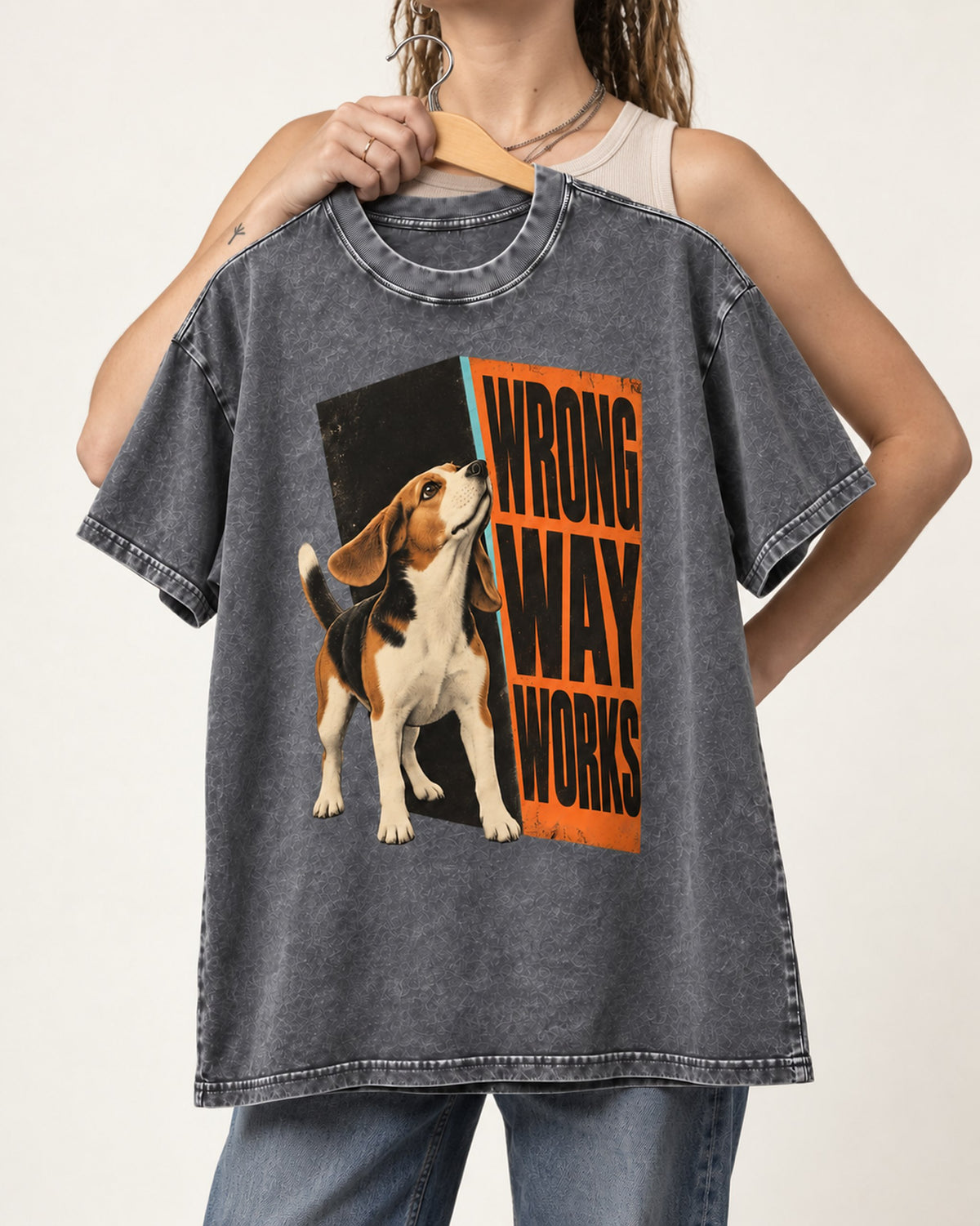 Beagle Wrong Way Works Washed Tee