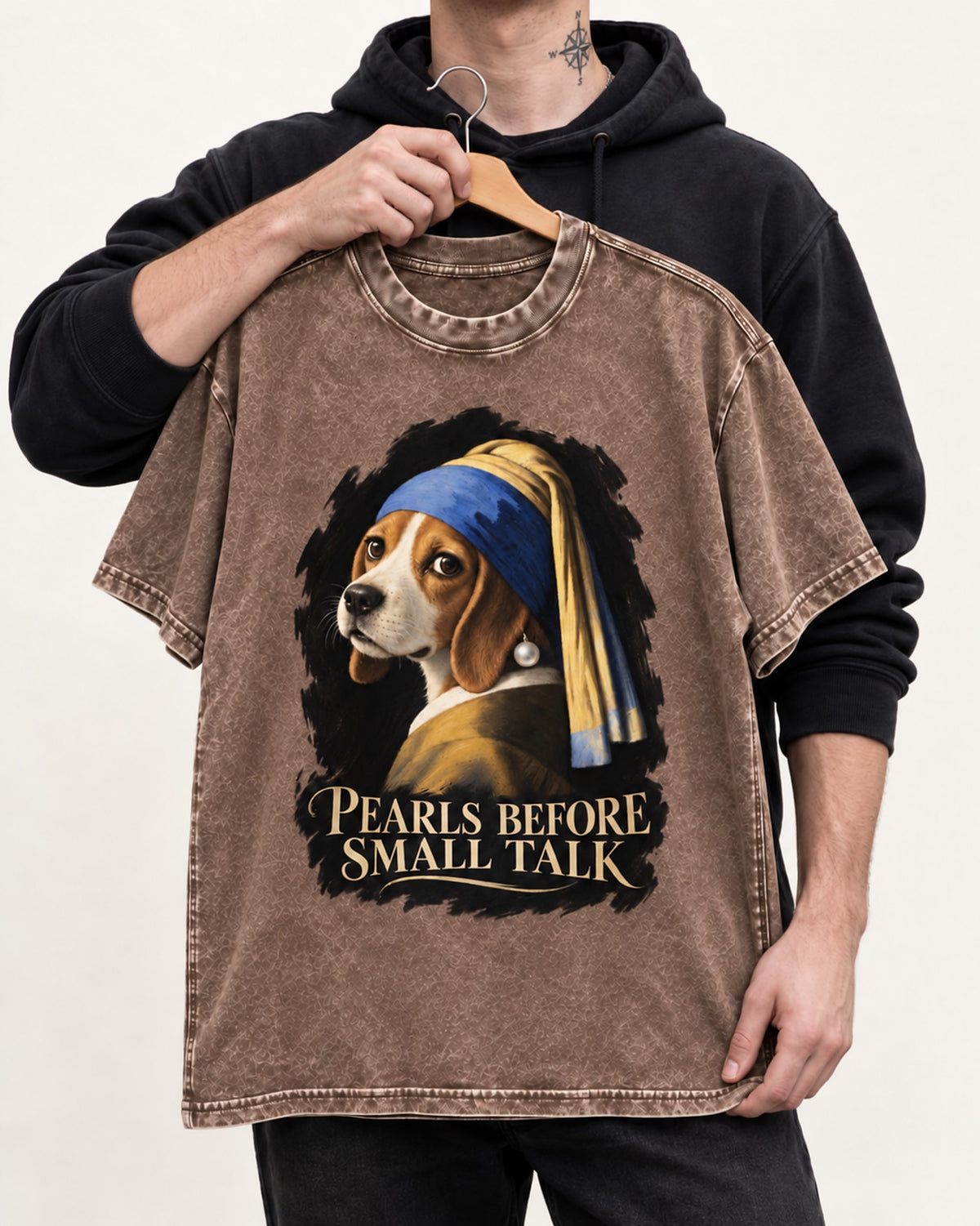 Beagle Pearls Before Small Talk Washed Tee