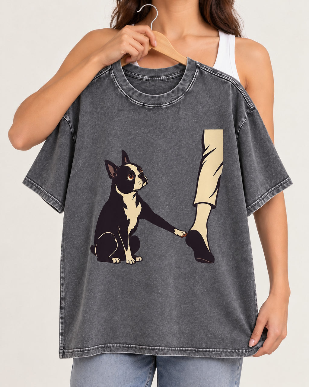 Boston Terrier Stay with Me Washed Tee