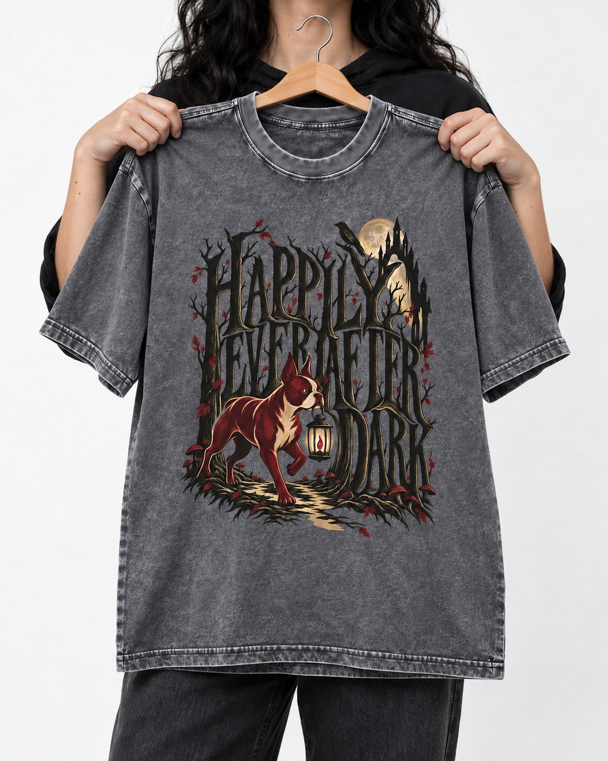 Happily Ever After Dark Boston Terrier Washed Tee