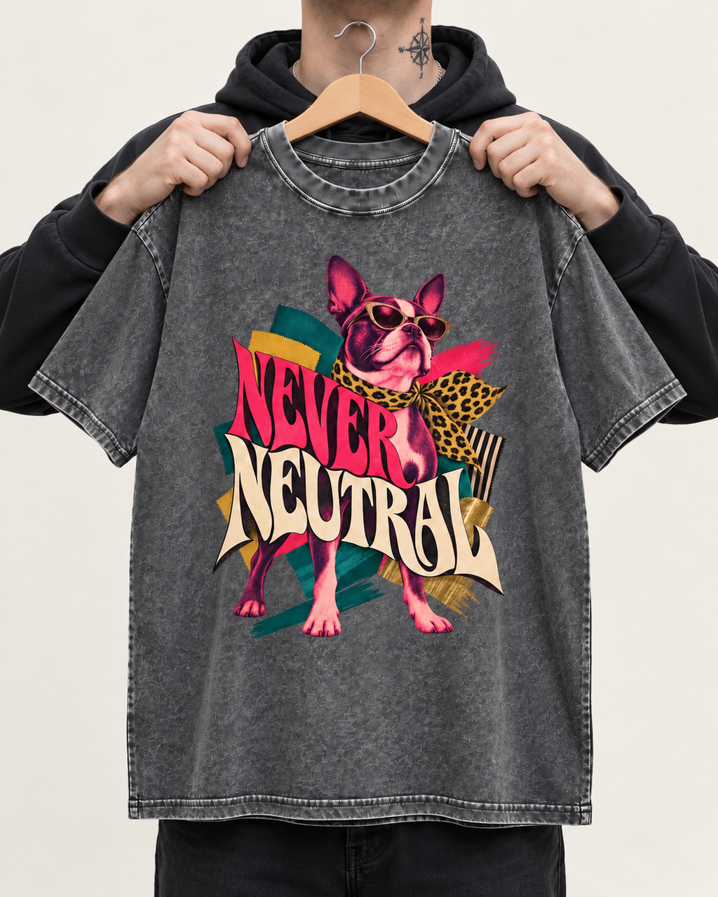 Boston Terrier Never Neutral Washed Tee