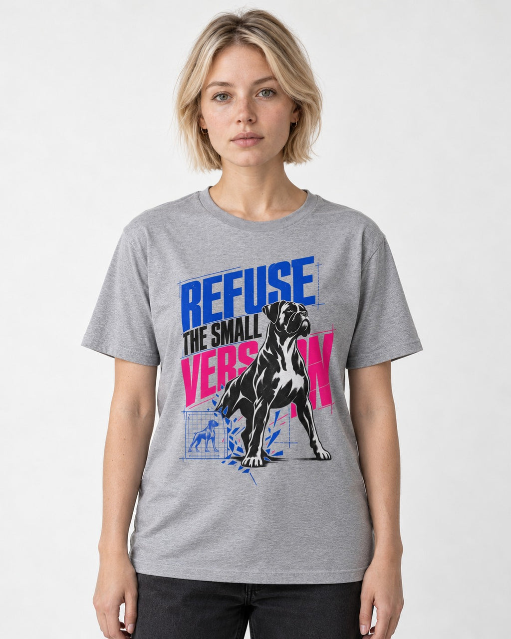 Boxer Refuse the Small Version T-Shirt in Sport Grey, worn by a model
