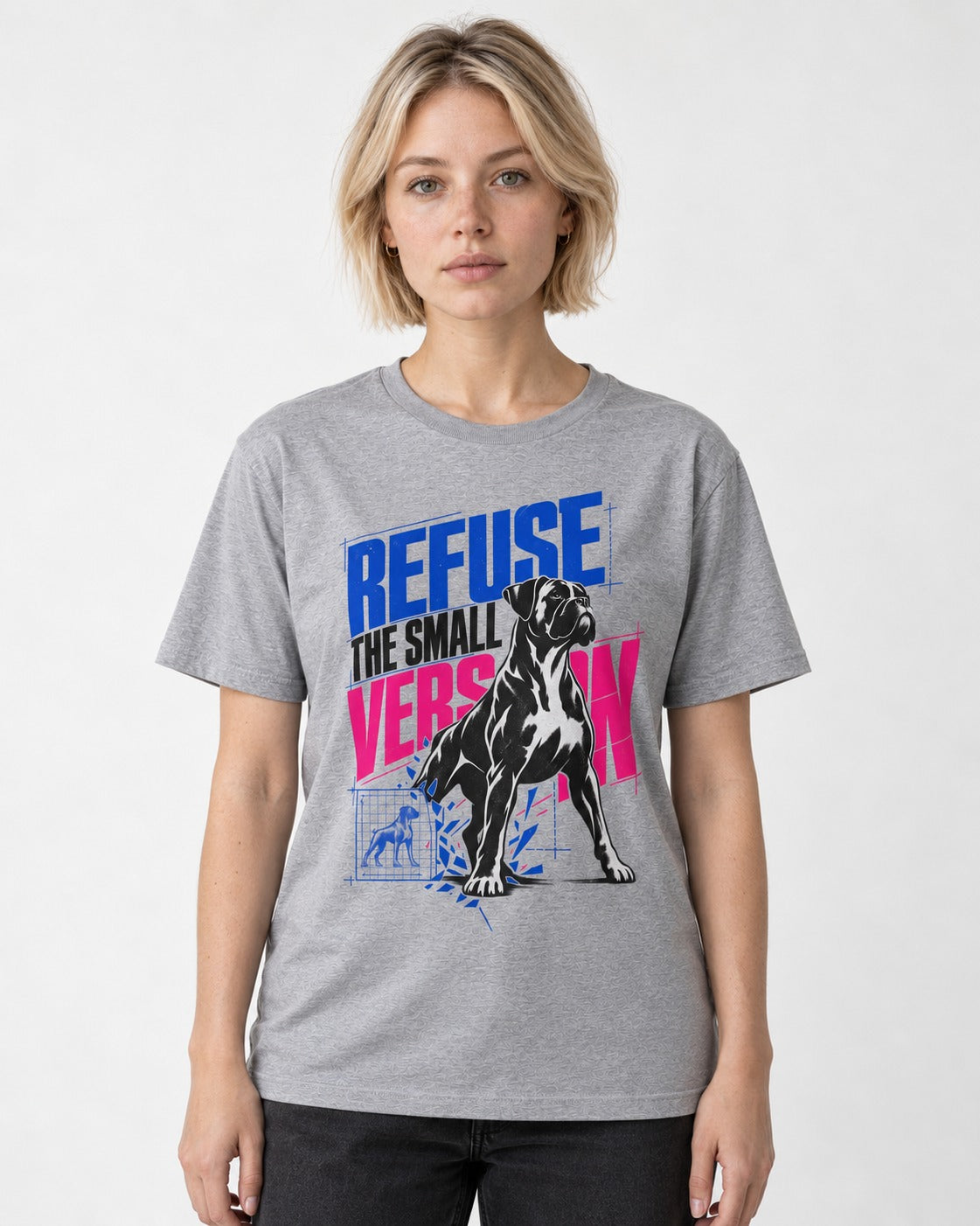 Boxer Refuse the Small Version T-Shirt in Sport Grey, worn by a model