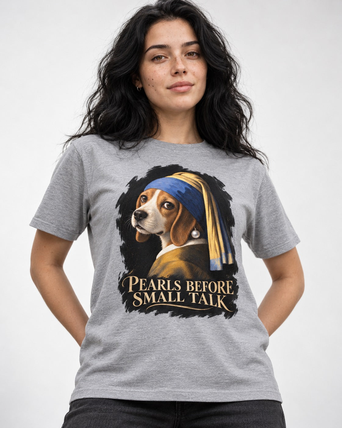 Beagle Paris Before Small Talk T-Shirt in Sport Grey, worn by a model