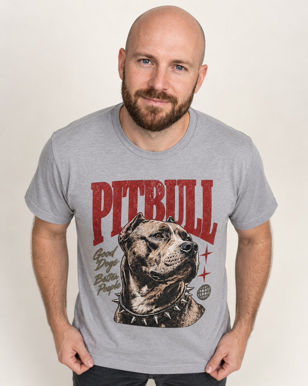 Pitbull Makes Better People T-Shirt in Sport Grey, worn by a model