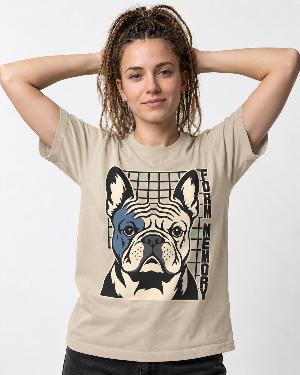 Form Memory Frenchie T-Shirt in Sand, worn by a model