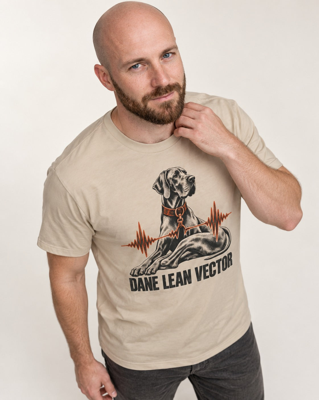 Great Dane Lean T-Shirt in Sand, worn by a model