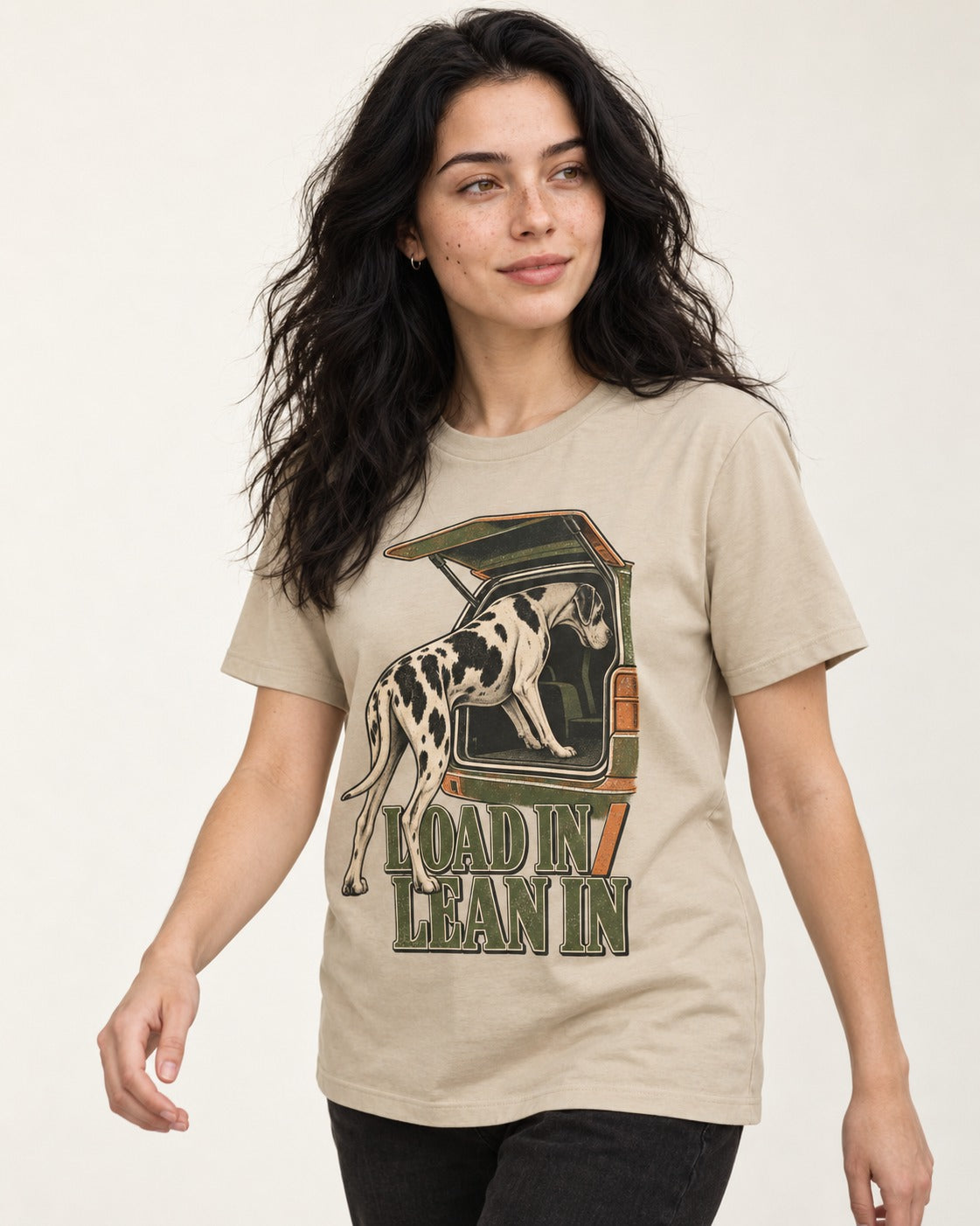 Great Dane Loadin' Leanin' T-Shirt in Sand, worn by a model