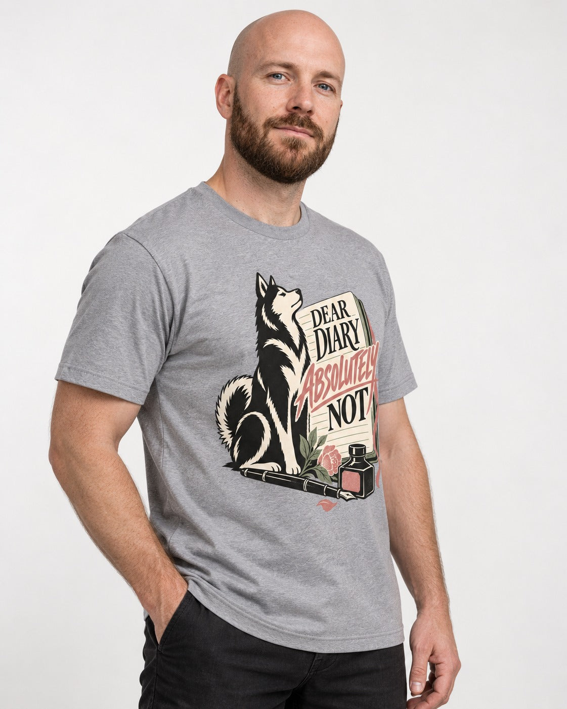 Husky Absolutely Not T-Shirt in Sport Grey, worn by a model