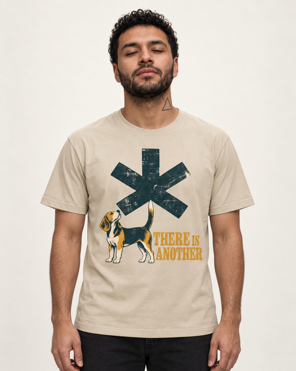 There Is Another Beagle T-Shirt in Sand, worn by a model