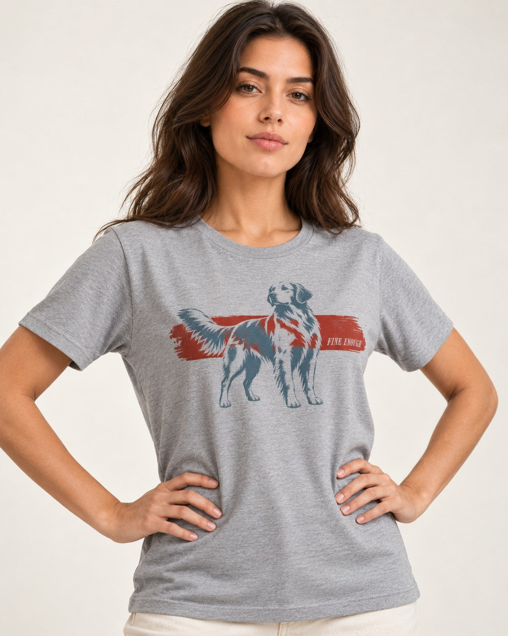 Fine Enough Golden Retriever T-Shirt in Sport Grey, worn by a model