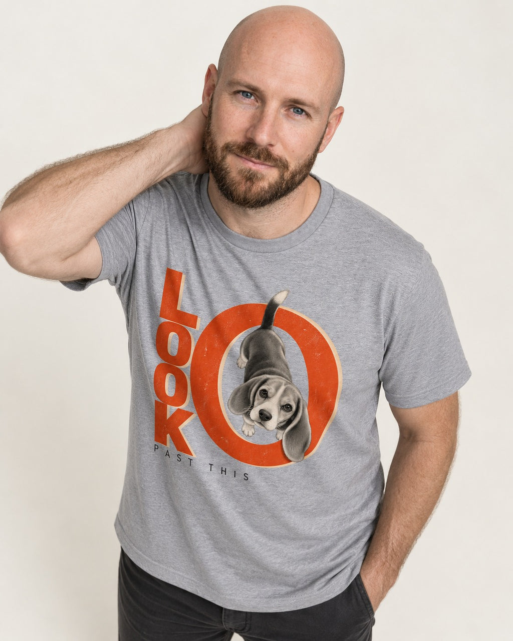 Look Past This Beagle T-Shirt in Sport Grey, worn by a model