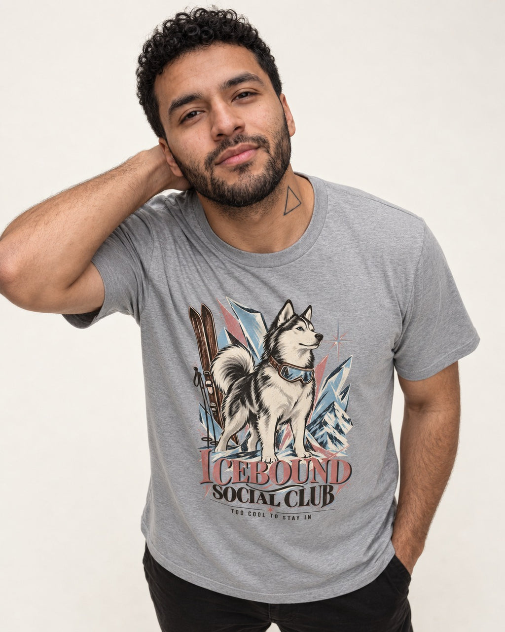 Icebound Husky T-Shirt in Sport Grey, worn by a model