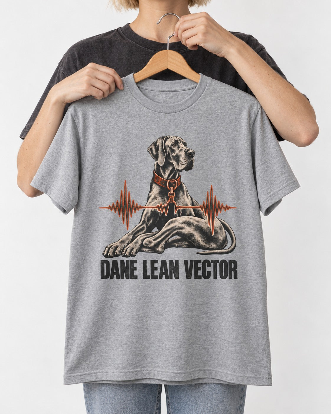 Great Dane Lean T-Shirt in Sport Grey, held up on a hanger
