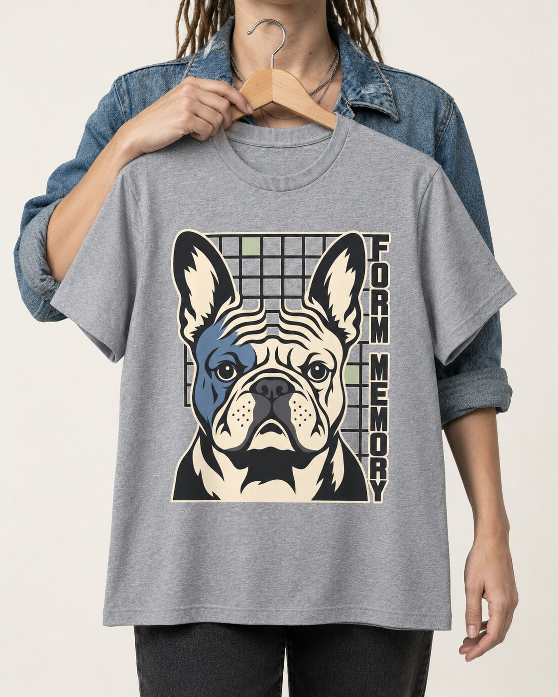 Form Memory Frenchie T-Shirt in Sport Grey, held up on a hanger