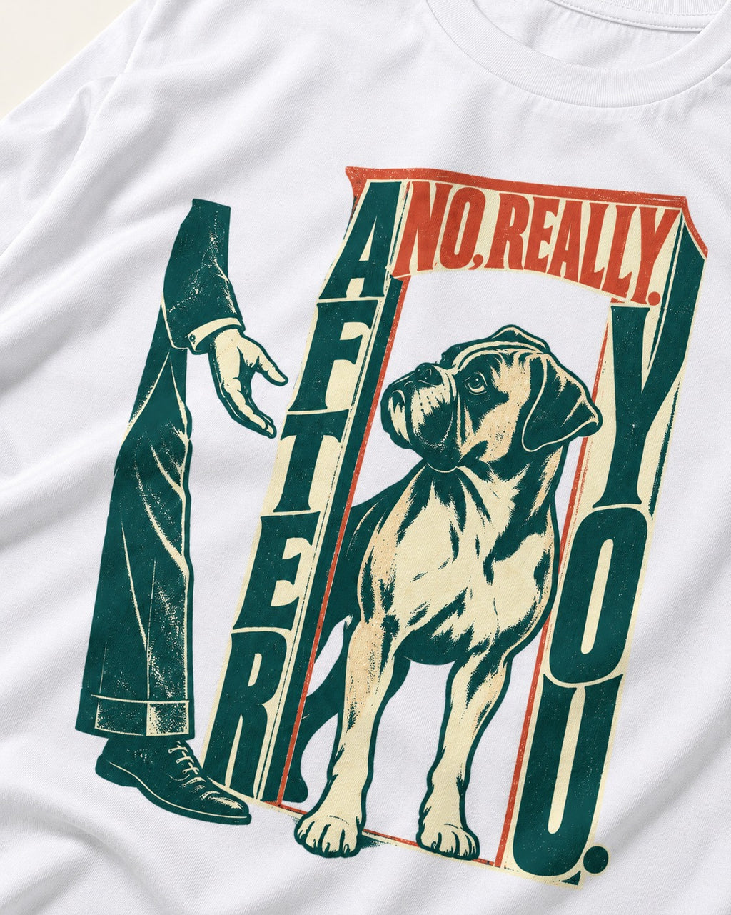 Boxer Says After You T-Shirt in White, close-up of the graphic