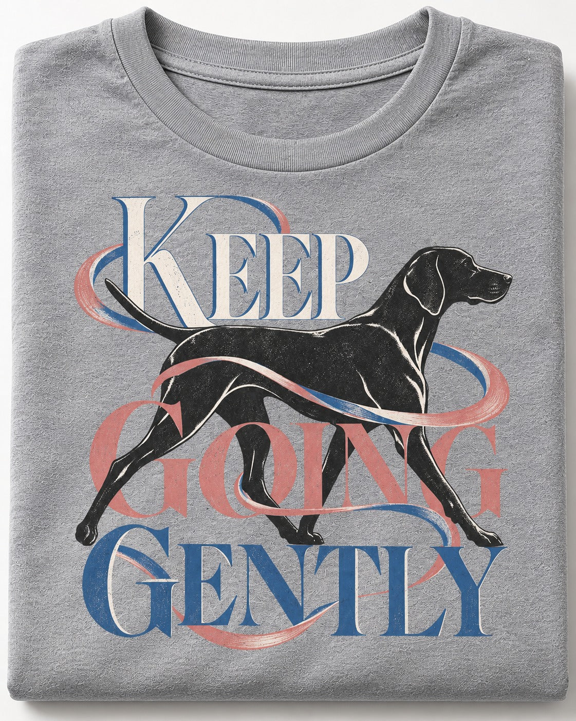 German Shorthaired Pointer Keep Going Gently Walking Graphic T-Shirt in Sport Grey, close-up of the graphic