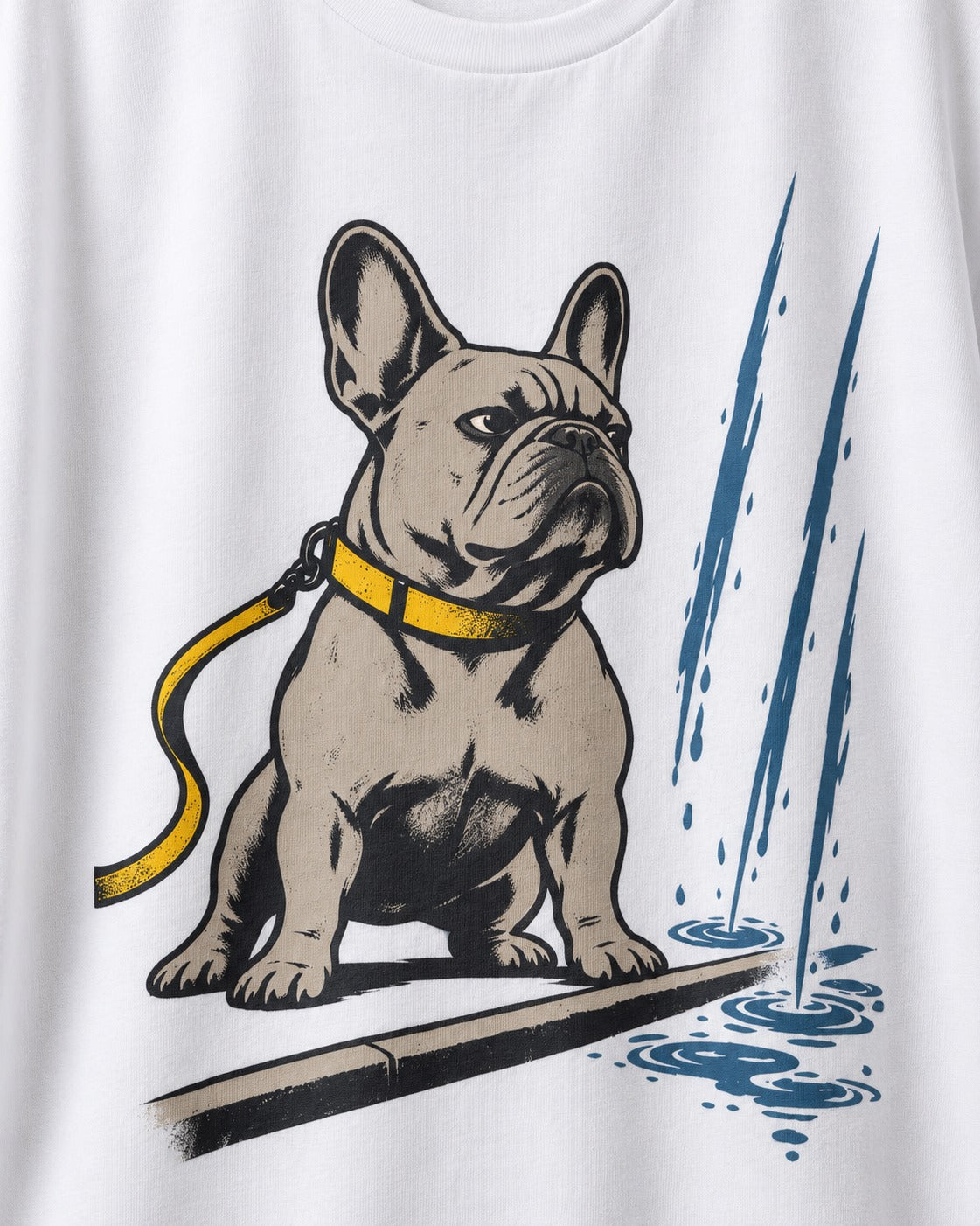 Frenchie Has Standards T-Shirt in White, close-up of the graphic