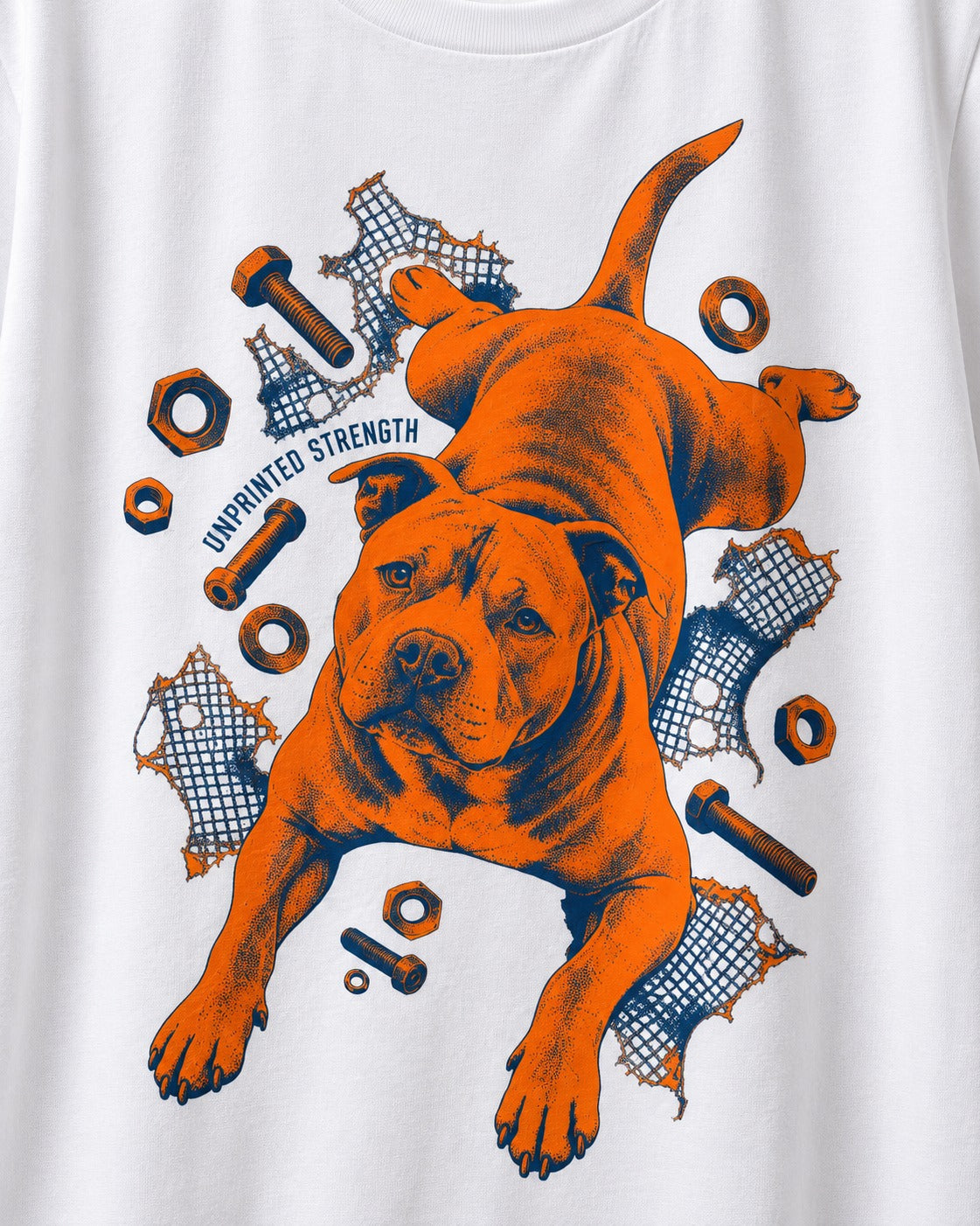 Pitbull Strength T-Shirt in White, close-up of the graphic