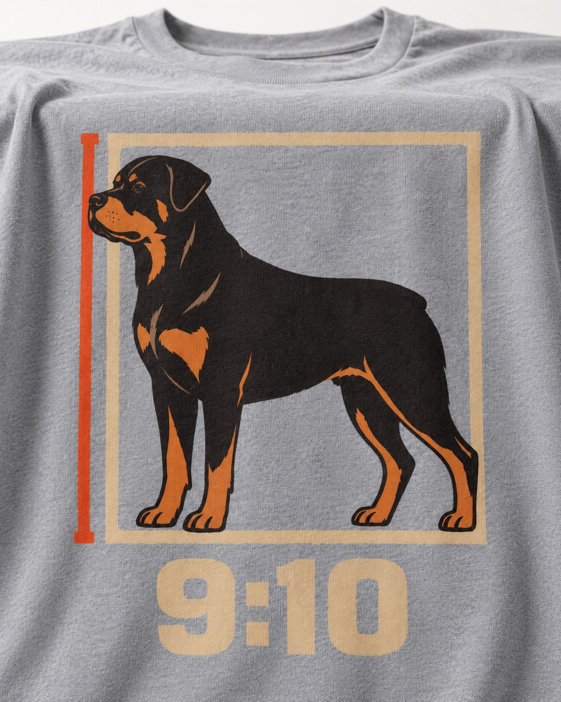 Nine Ten Rottweiler Proportion Frame Graphic T-Shirt in Sport Grey, close-up of the graphic