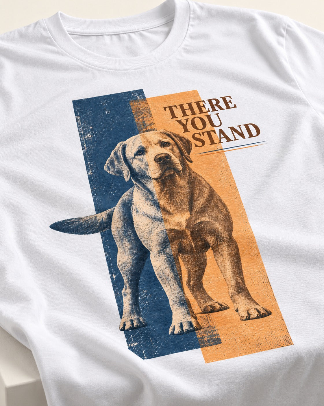 There You Stand Labrador Retriever T-Shirt in White, close-up of the graphic