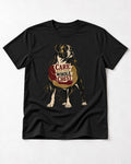 Boxer Care With Your Whole Chest T-Shirt in Black, flat lay product photo
