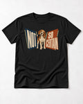 Beagle Not So Certain Retro Panel Graphic T-Shirt in Black, flat lay product photo