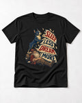Boston Terrier Sleep Less Dream More T-Shirt in Black, flat lay product photo
