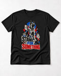 Stand For Something Brutalist Collage German Shepherd Dog Graphic T-Shirt in Black, flat lay product photo