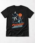 Pug Future Arrived Underdressed Space Hero Graphic T-Shirt in Black, flat lay product photo