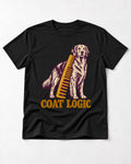 Golden Retriever Coat Logic Grooming Gauge Graphic T-Shirt in Black, flat lay product photo