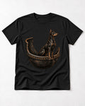 Doberman Form Under Fire Broken Shell Graphic T-Shirt in Black, flat lay product photo